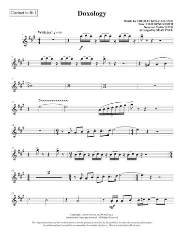 Doxology (arr. Sean Paul) - Bb Clarinet 1