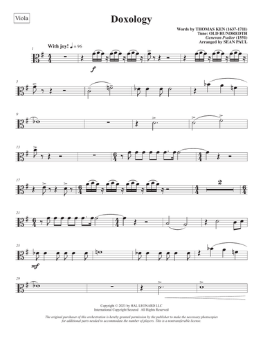 Doxology (arr. Sean Paul) - Viola