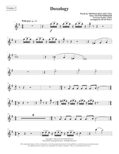 Doxology (arr. Sean Paul) - Violin 2