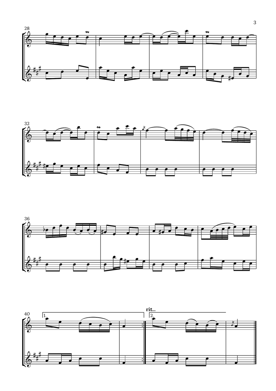 Badinerie by J. S. Bach (For Oboe and Baritone Saxophone) Woodwind Duet scores gallery preview page 3