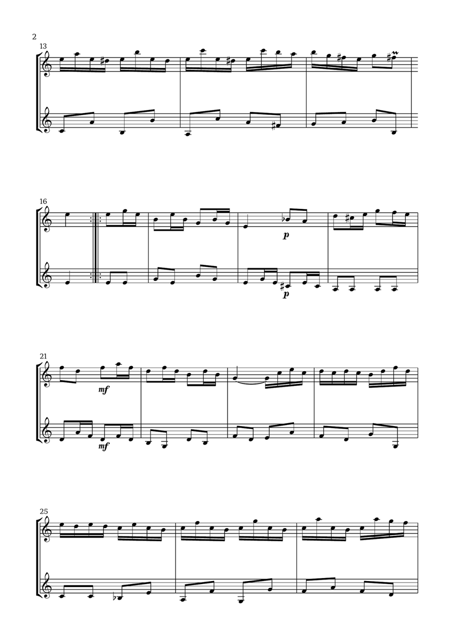 Badinerie by J. S. Bach (For Soprano Saxophone and Bass Clarinet) Woodwind Duet scores gallery preview page 2