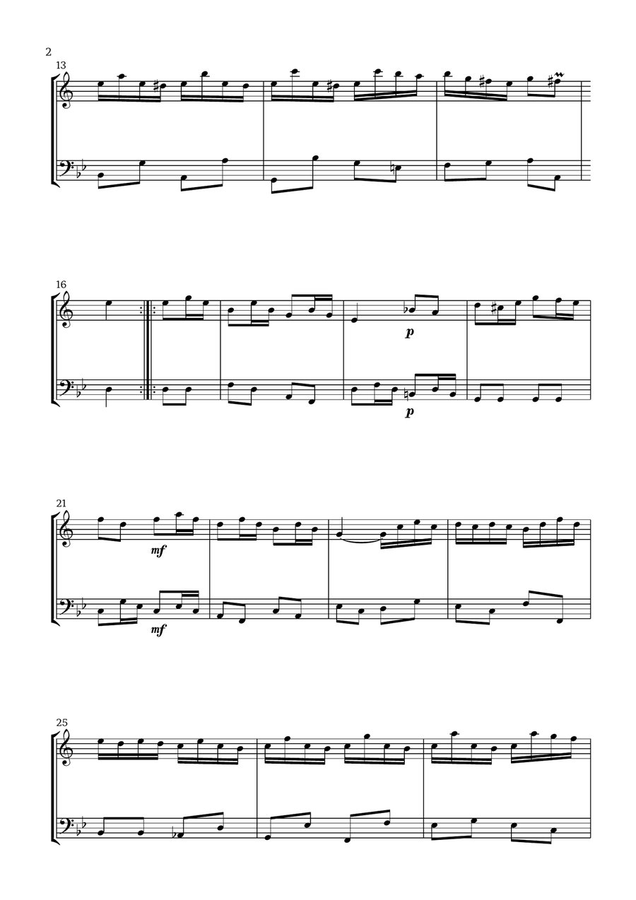 Badinerie by J. S. Bach (For Soprano Saxophone and Bassoon) Woodwind Duet scores gallery preview page 2
