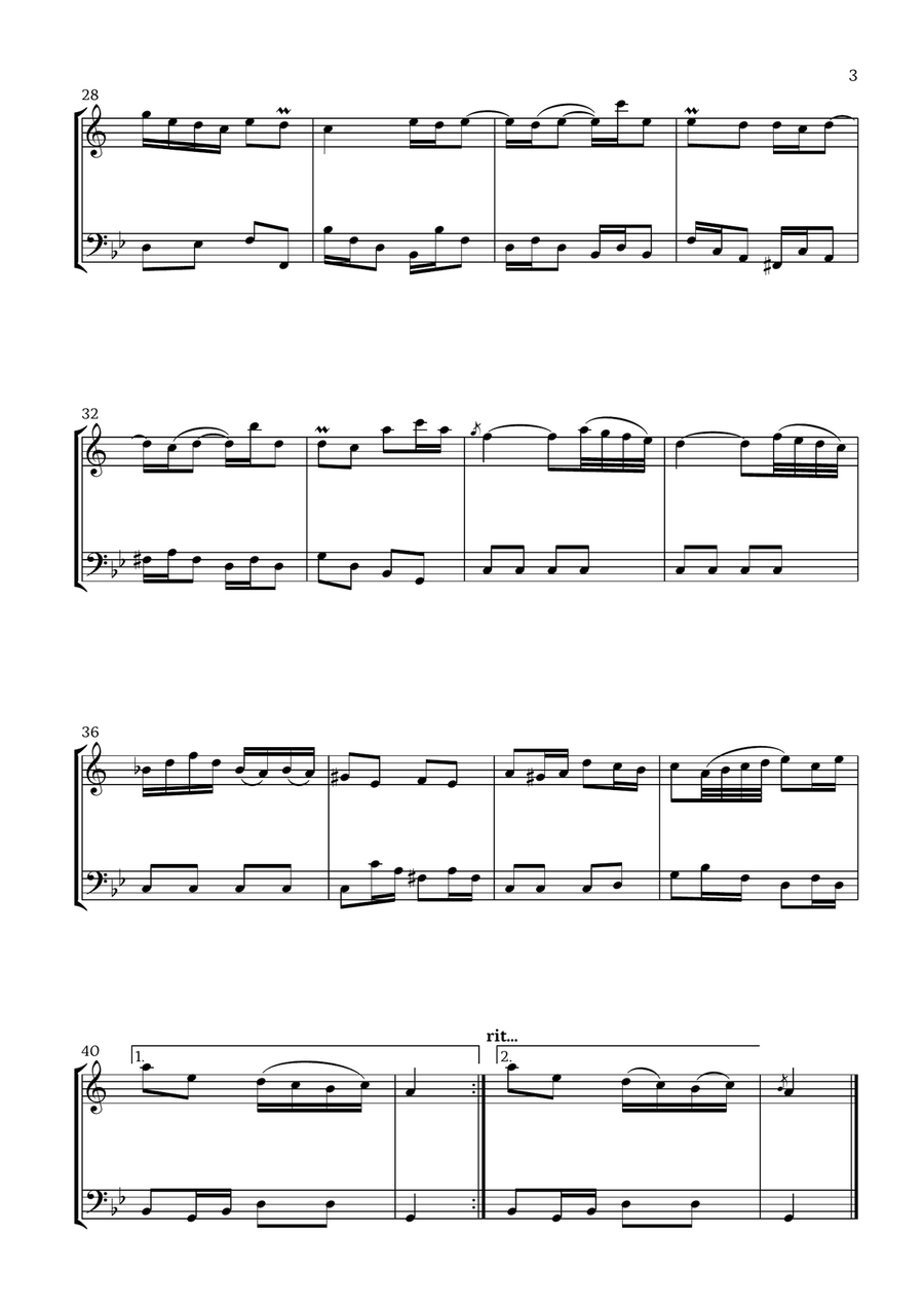 Badinerie by J. S. Bach (For Soprano Saxophone and Bassoon) Woodwind Duet scores gallery preview page 3