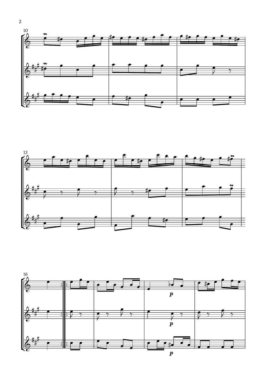 Badinerie by J. S. Bach (For Oboe, Alto Saxophone and Baritone Saxophone) Woodwind Trio scores gallery preview page 2