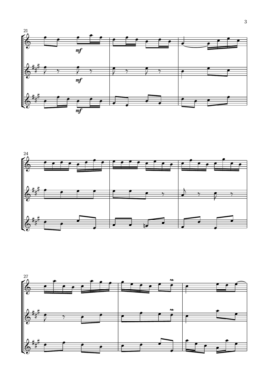 Badinerie by J. S. Bach (For Oboe, Alto Saxophone and Baritone Saxophone) Woodwind Trio scores gallery preview page 3