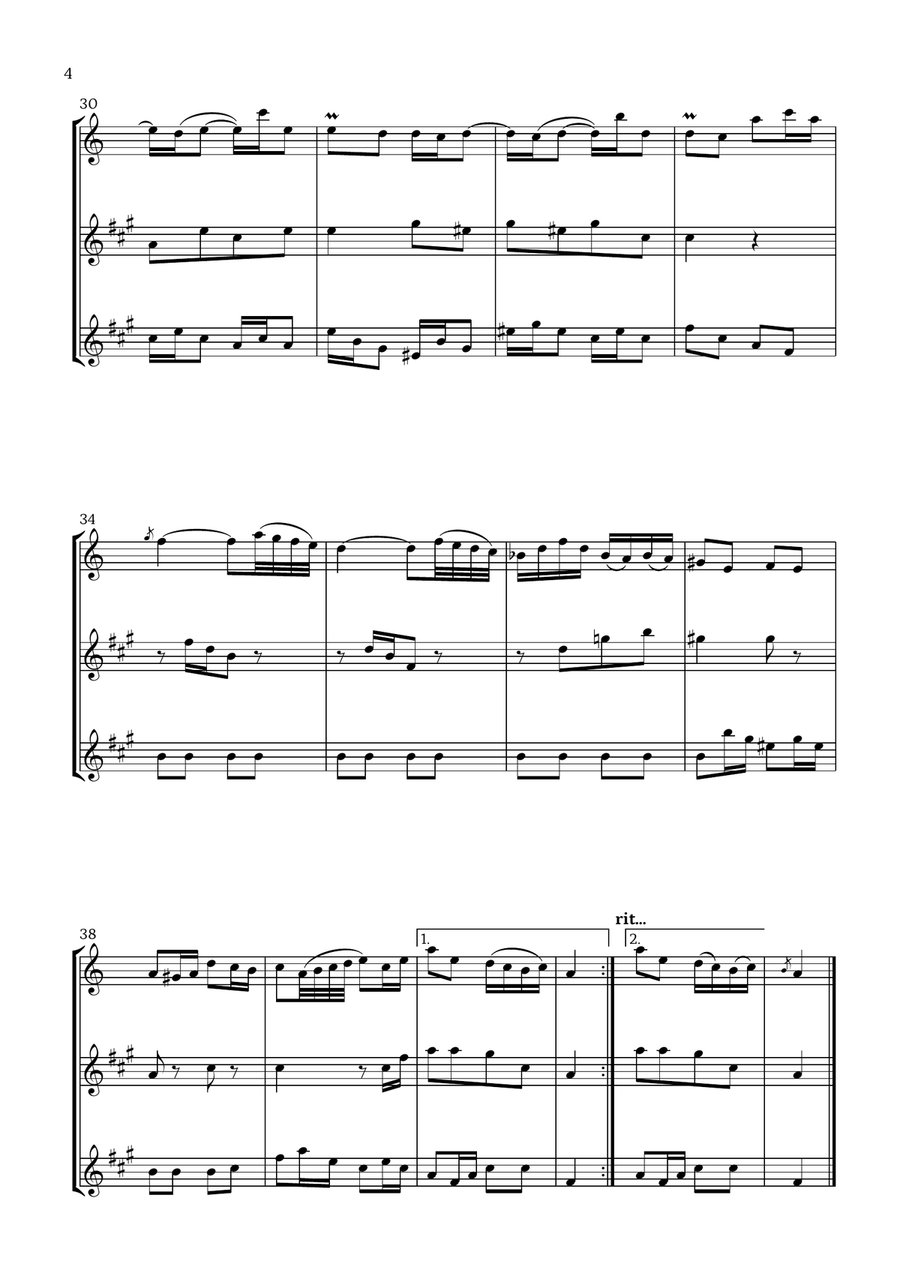 Badinerie by J. S. Bach (For Oboe, Alto Saxophone and Baritone Saxophone) Woodwind Trio scores gallery preview page 4