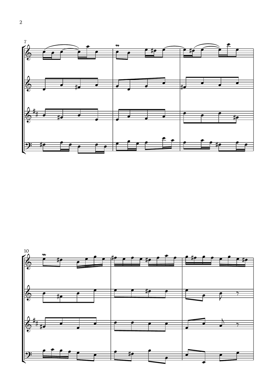 Badinerie by J. S. Bach (For Flute, Oboe, Clarinet and Cello) Small Ensemble scores gallery preview page 2