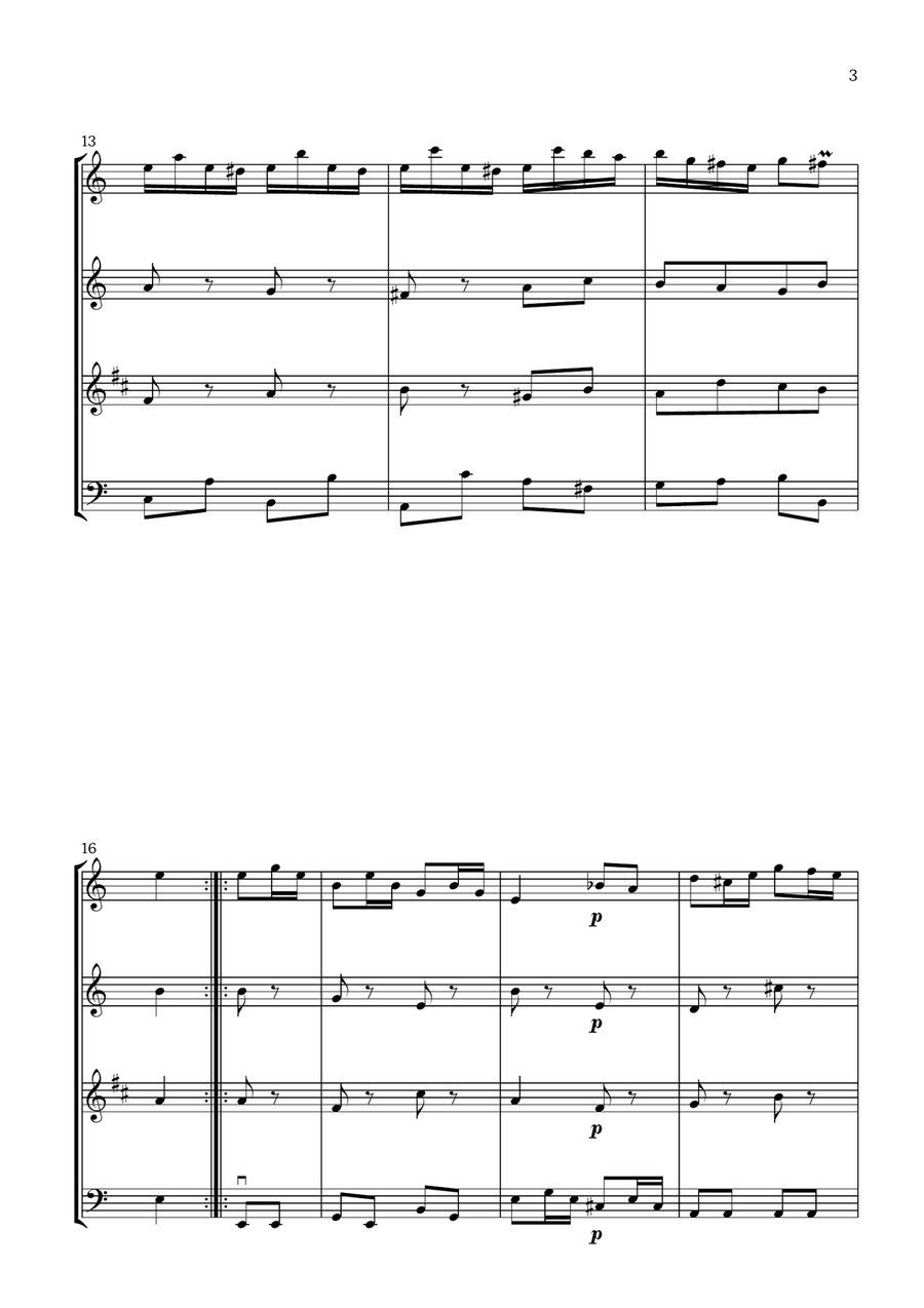Badinerie by J. S. Bach (For Flute, Oboe, Clarinet and Cello) Small Ensemble scores gallery preview page 3
