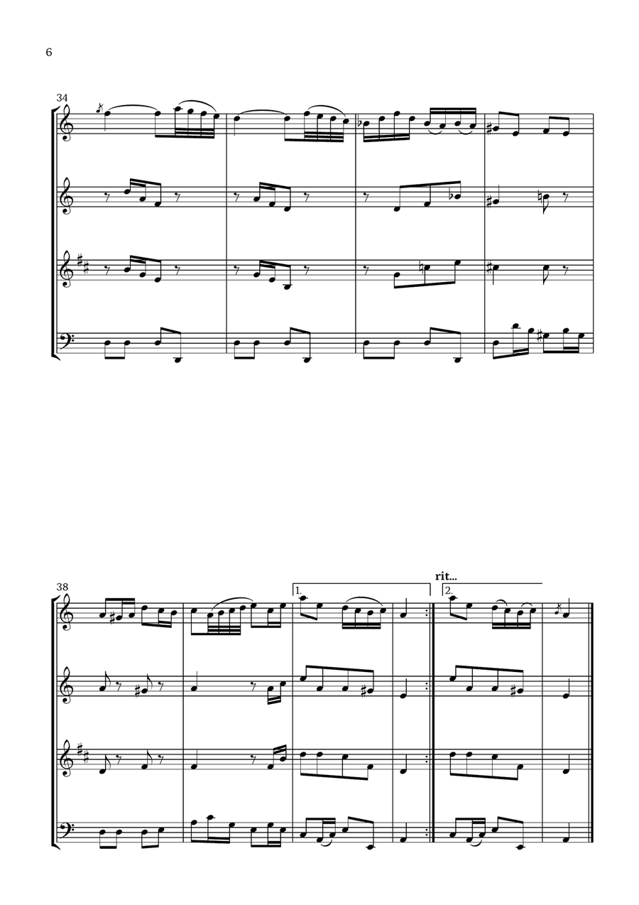 Badinerie by J. S. Bach (For Flute, Oboe, Clarinet and Cello) Small Ensemble scores gallery preview page 6