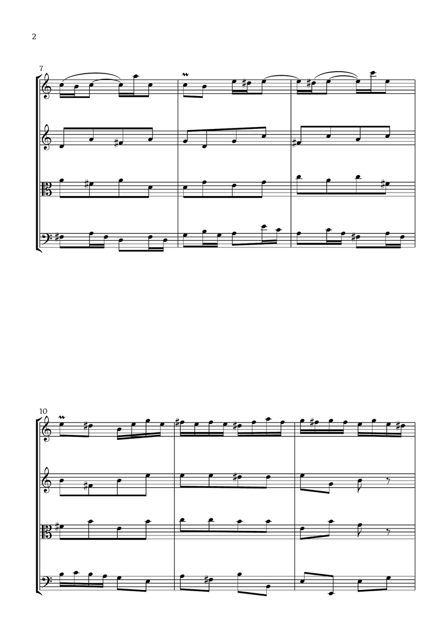 Badinerie by J. S. Bach (For Flute, Violin, Viola and Cello) Small Ensemble scores gallery preview page 2