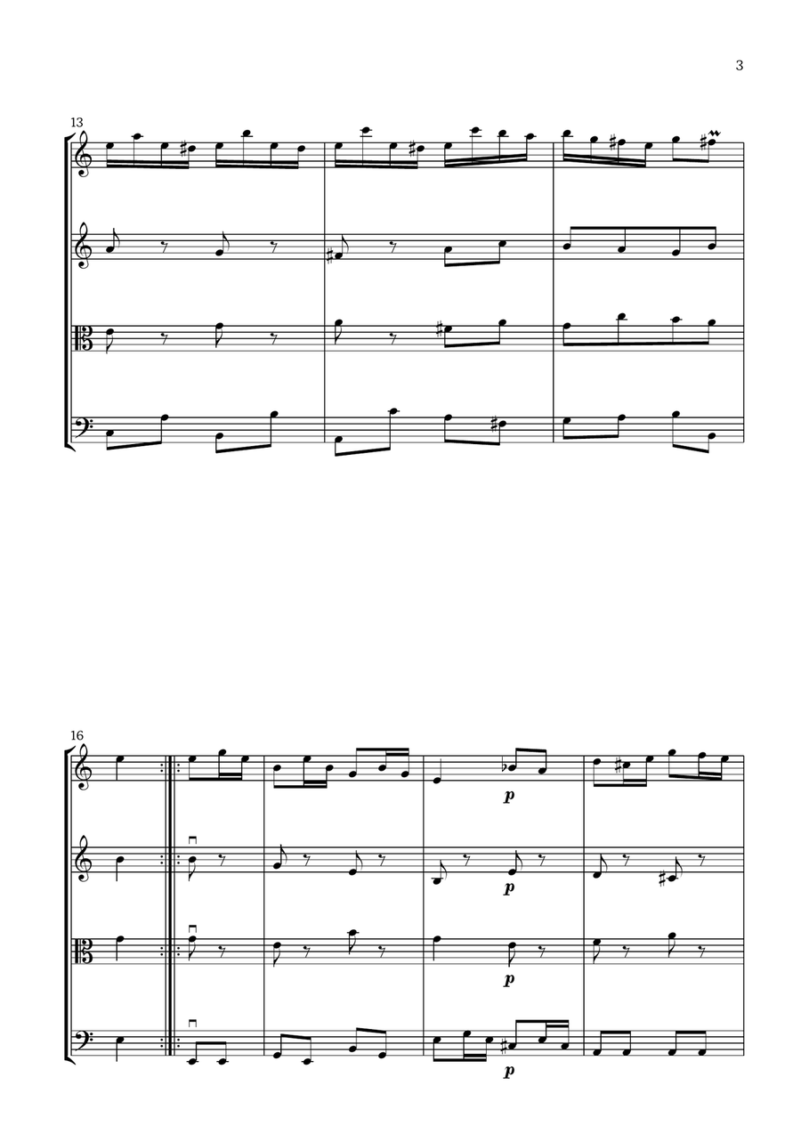 Badinerie by J. S. Bach (For Flute, Violin, Viola and Cello) Small Ensemble scores gallery preview page 3