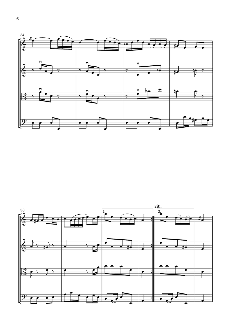Badinerie by J. S. Bach (For Flute, Violin, Viola and Cello) Small Ensemble scores gallery preview page 6