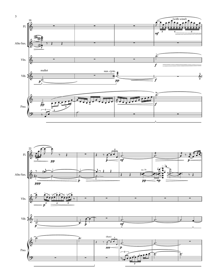 Light, Awaken - flute, alto sax, violin, piano, percussion Small Ensemble scores gallery preview page 5