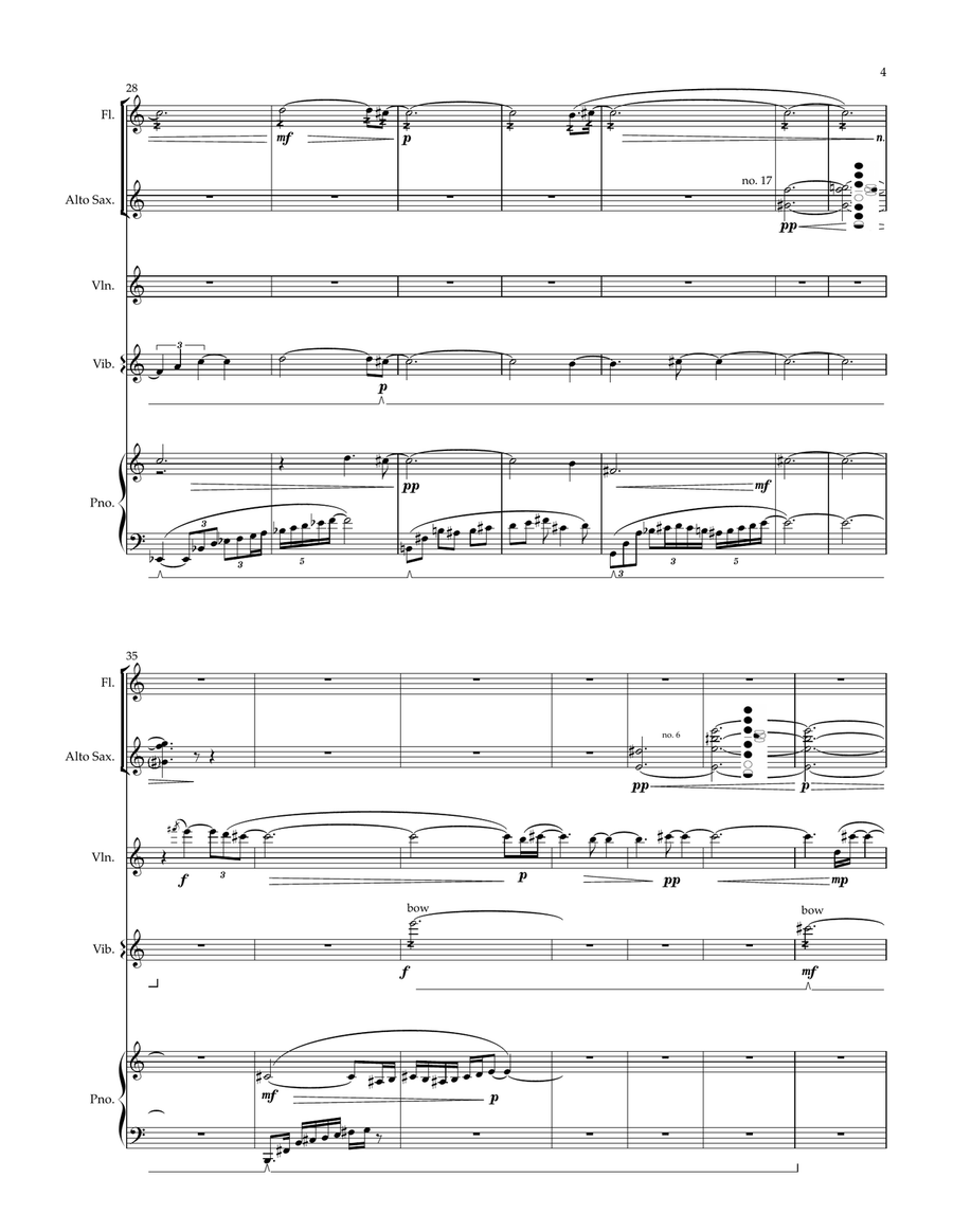 Light, Awaken - flute, alto sax, violin, piano, percussion Small Ensemble scores gallery preview page 6