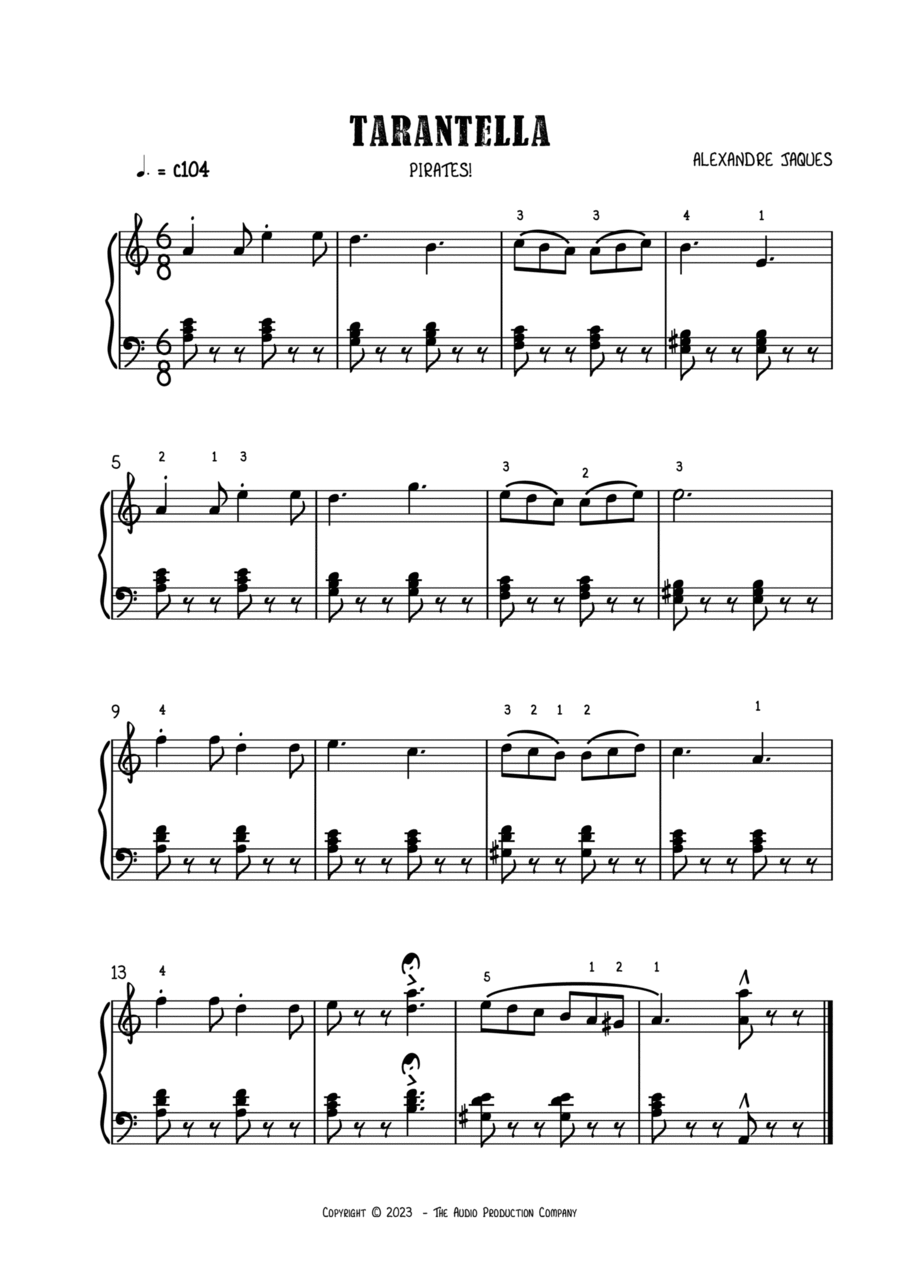Tarantella Easy Piano scores gallery preview page 1