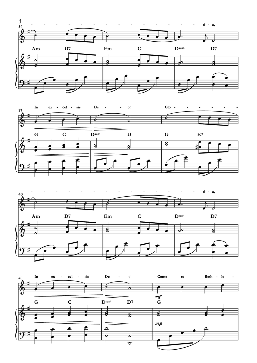 Angels We Have Heard On High Piano scores gallery preview page 4