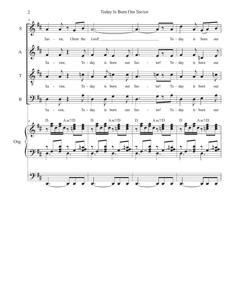 Today Is Born Our Savior (Vocal Quartet - (SATB) 4-Part scores gallery preview page 2