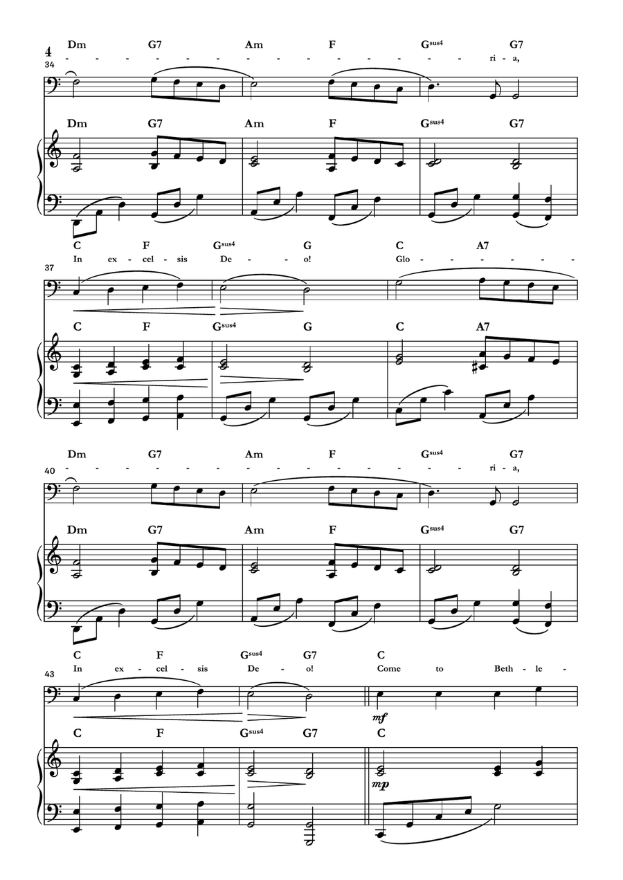 Angels We Have Heard On High Double Bass scores gallery preview page 4