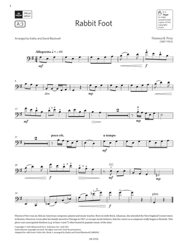 Rabbit Foot (Grade 3, A3, from the ABRSM Cello Syllabus from 2024)