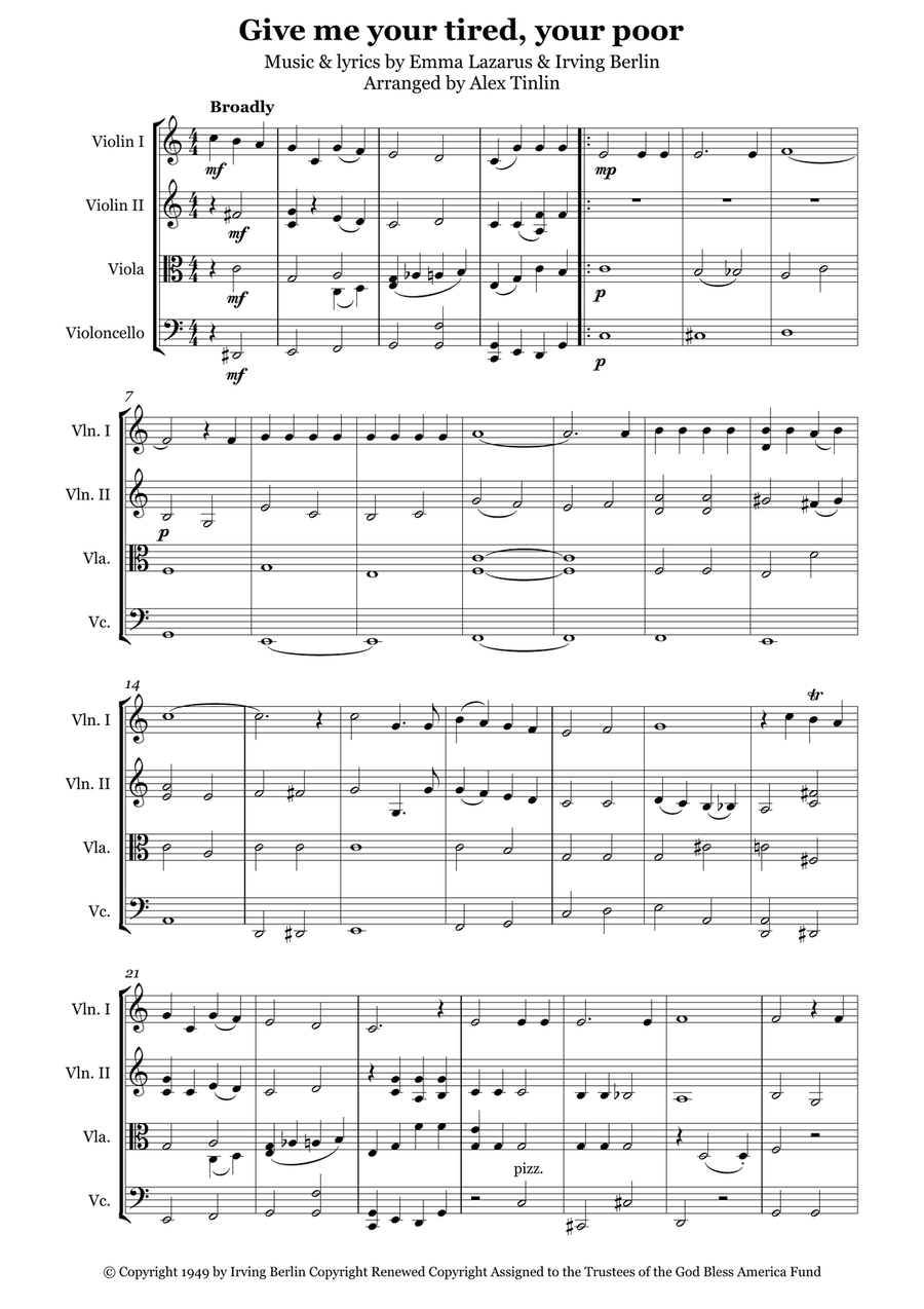 Give Me Your Tired, Your Poor String Quartet scores gallery preview page 2