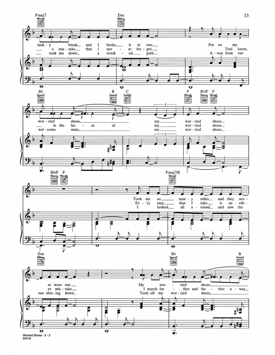 Worried Shoes (from Where The Wild Things Are) Piano, Vocal, Guitar scores gallery preview page 2