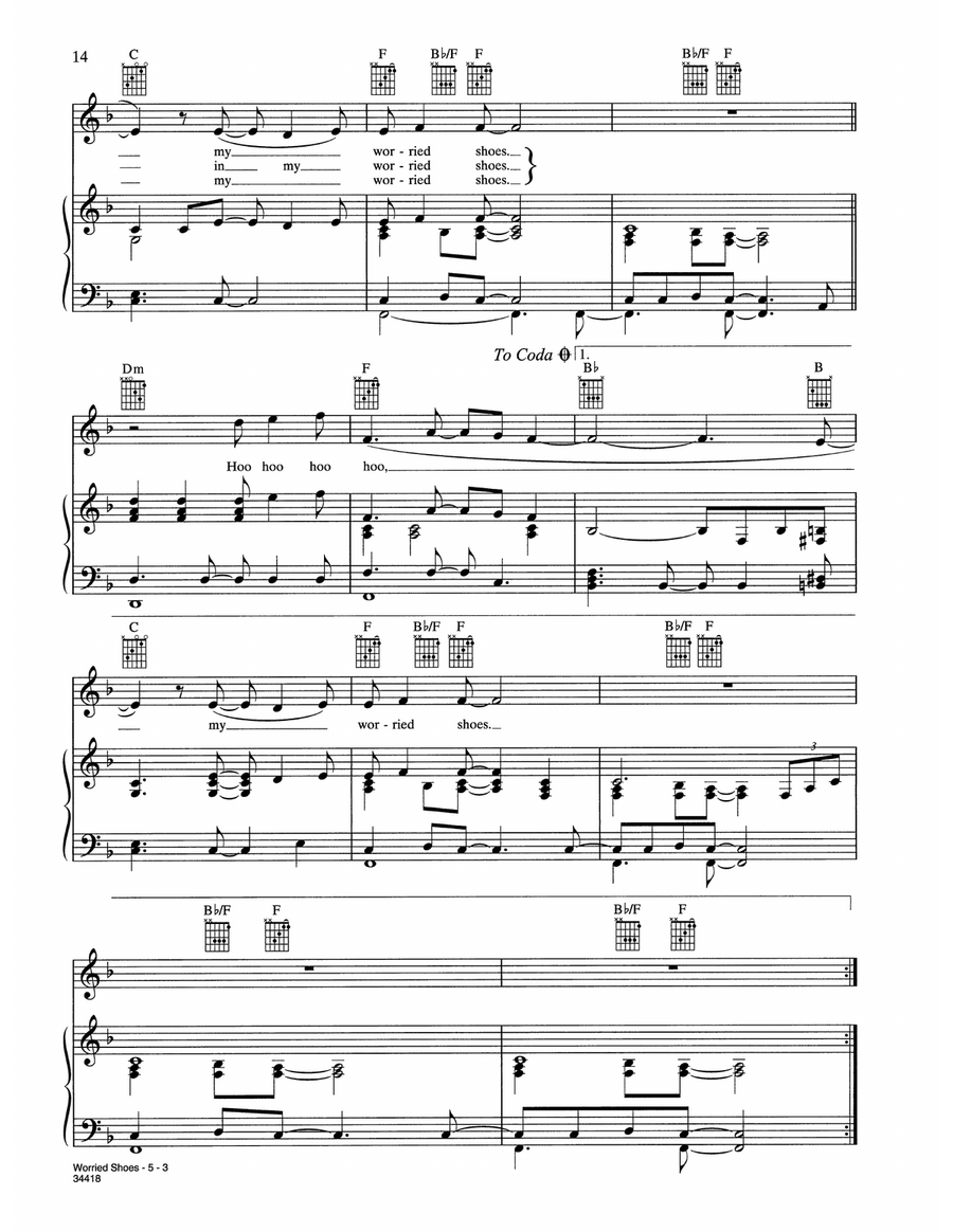 Worried Shoes (from Where The Wild Things Are) Piano, Vocal, Guitar scores gallery preview page 3