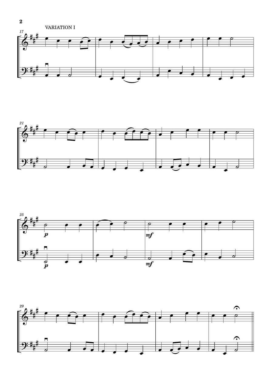Lightly Row (Theme with 3 Easy Variations) - For Oboe and Cello Chamber Music scores gallery preview page 2