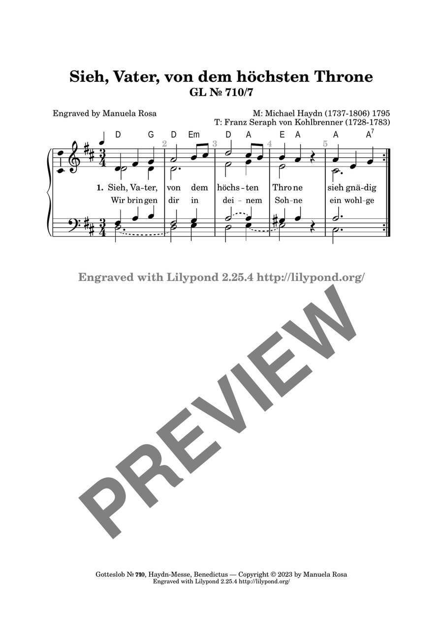 Sieh Vater von dem höchsten Throne (Gotteslob 710, Haydnmesse, Benedictus) Piano Solo scores gallery preview page 2