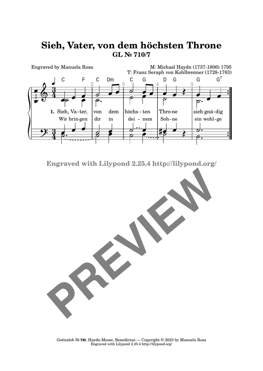 Sieh Vater von dem höchsten Throne (Gotteslob 710, Haydnmesse, Benedictus) Piano Solo scores gallery preview page 3