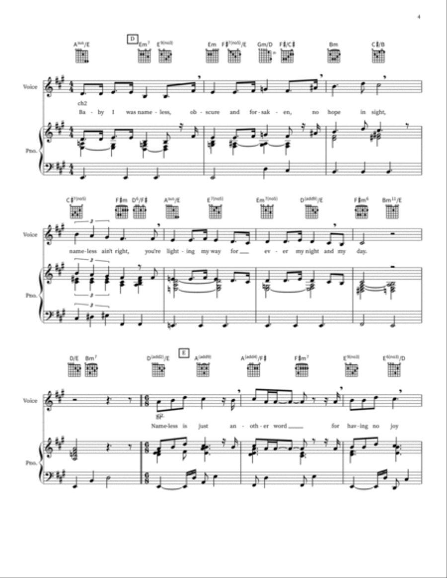 Nameless Piano, Vocal, Guitar scores gallery preview page 4