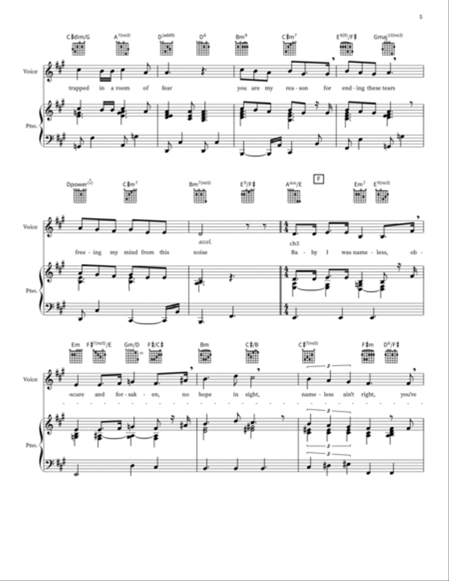Nameless Piano, Vocal, Guitar scores gallery preview page 5