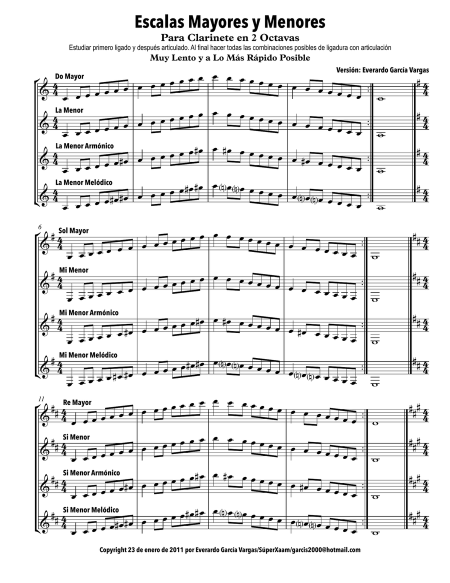 Major and Minor Scales for Clarinets - For daily study of the Clarinet Chamber Music scores gallery preview page 5