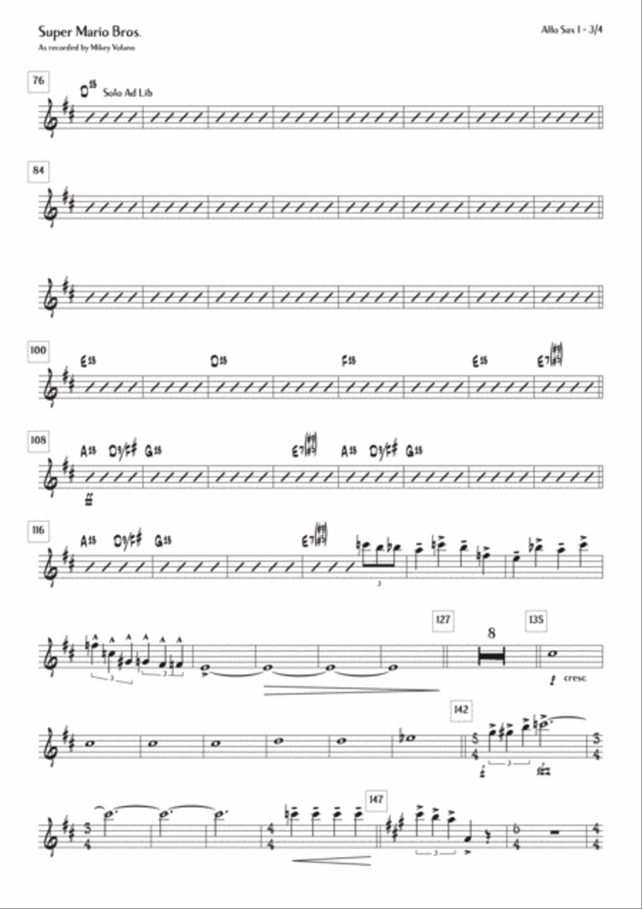 Super Mario Bros Theme Jazz Ensemble scores gallery preview page 4