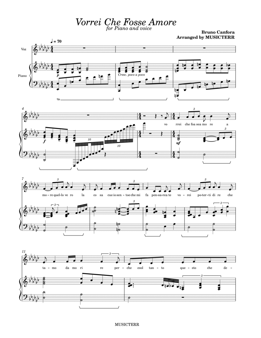 Vorrei Che Fosse Amore Voice scores gallery preview page 1