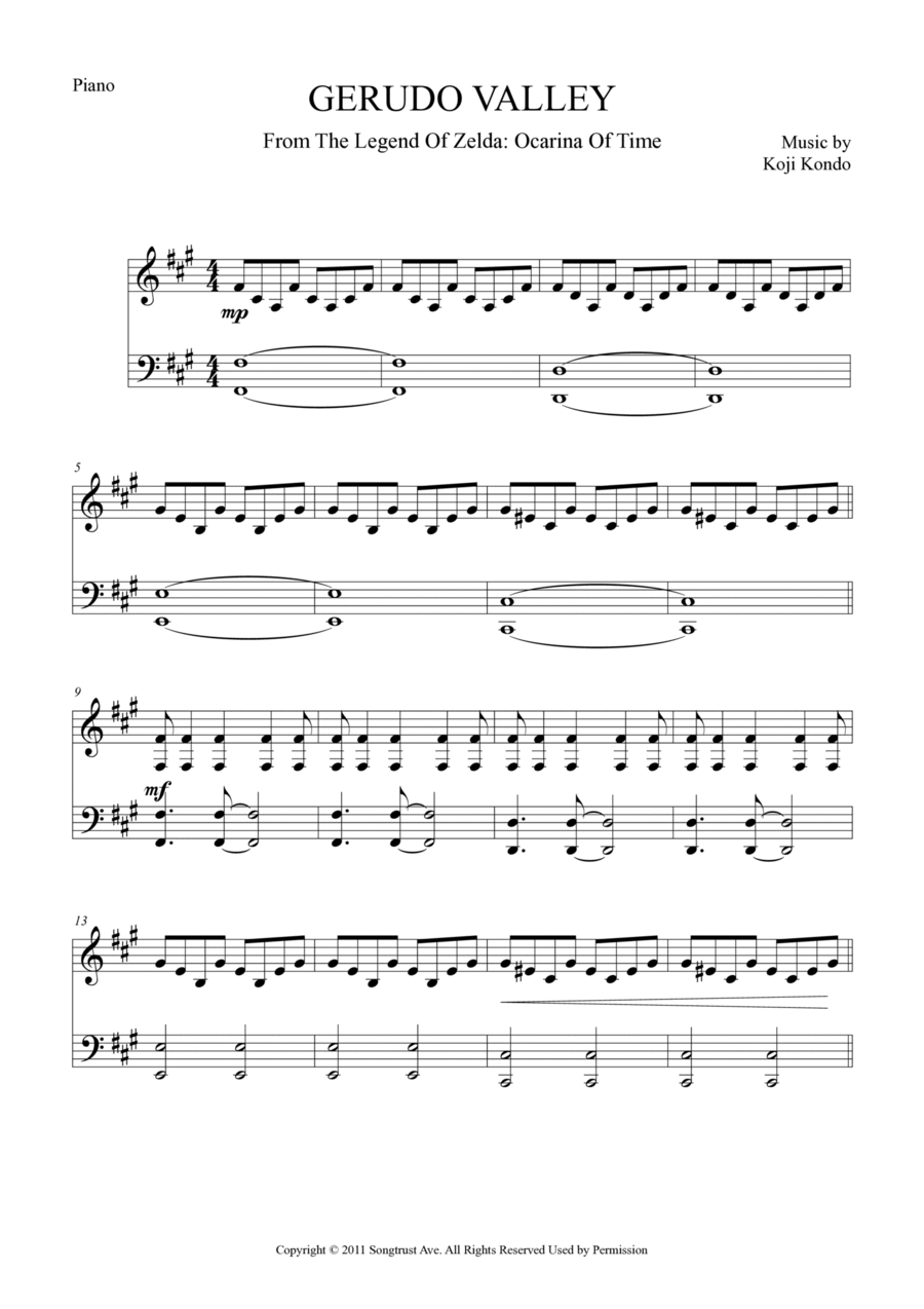 Gerudo Valley Piano Method scores gallery preview page 1