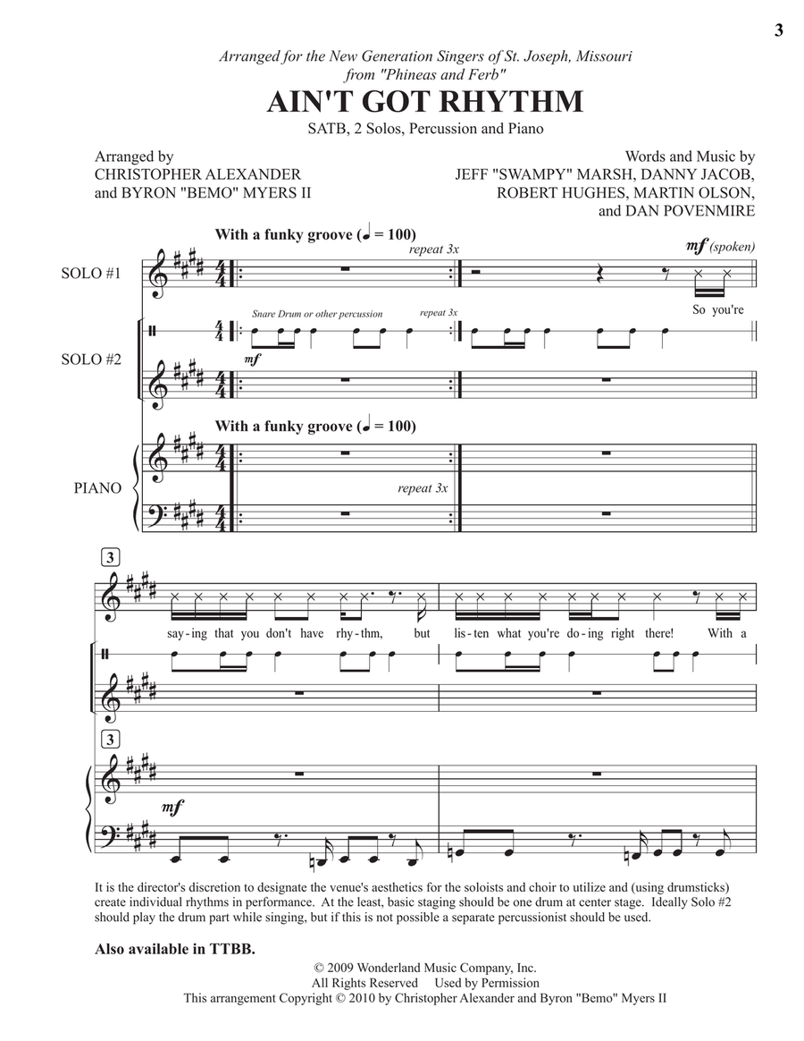 Ain't Got Rhythm 4-Part scores gallery preview page 3