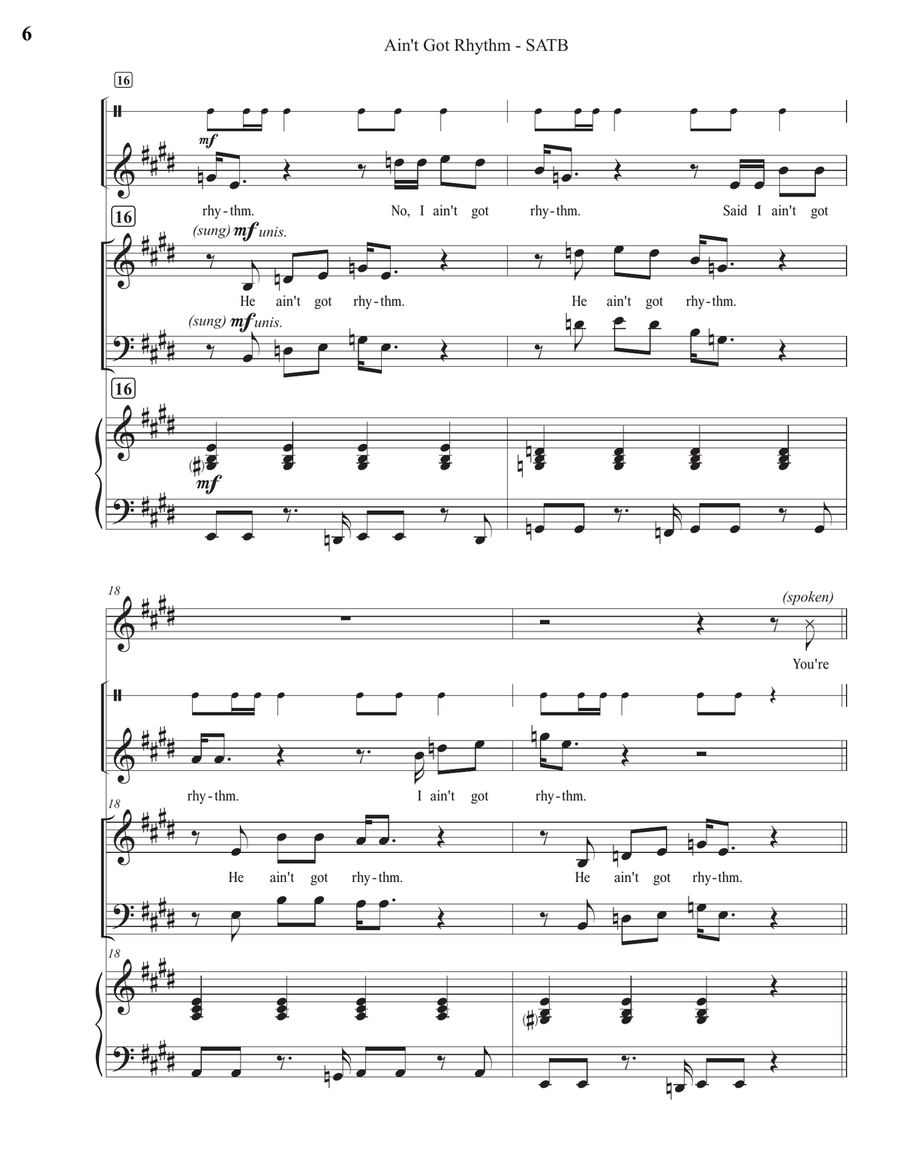 Ain't Got Rhythm 4-Part scores gallery preview page 6