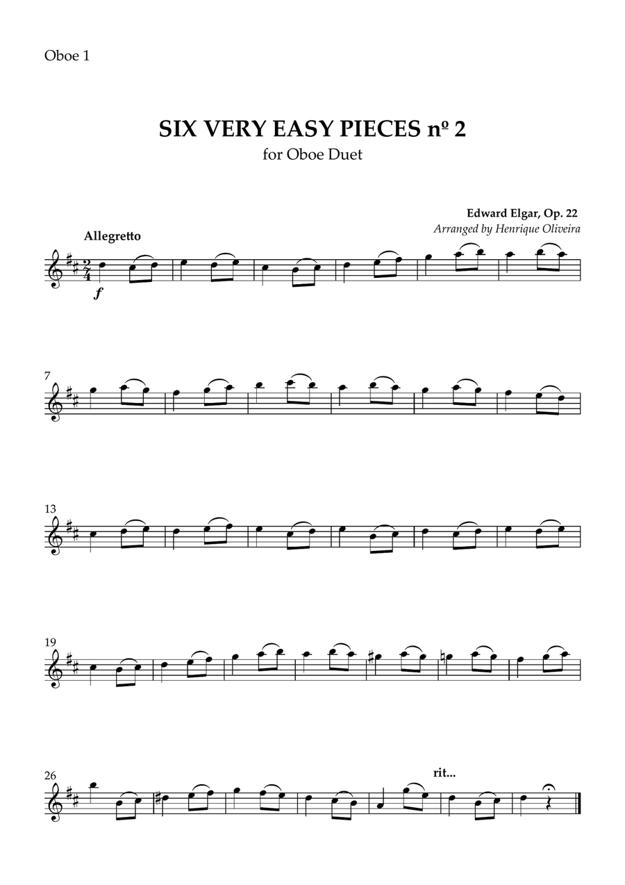 Six Very Easy Pieces nº 2 (Allegretto) - Oboe Duet Woodwind Duet scores gallery preview page 2