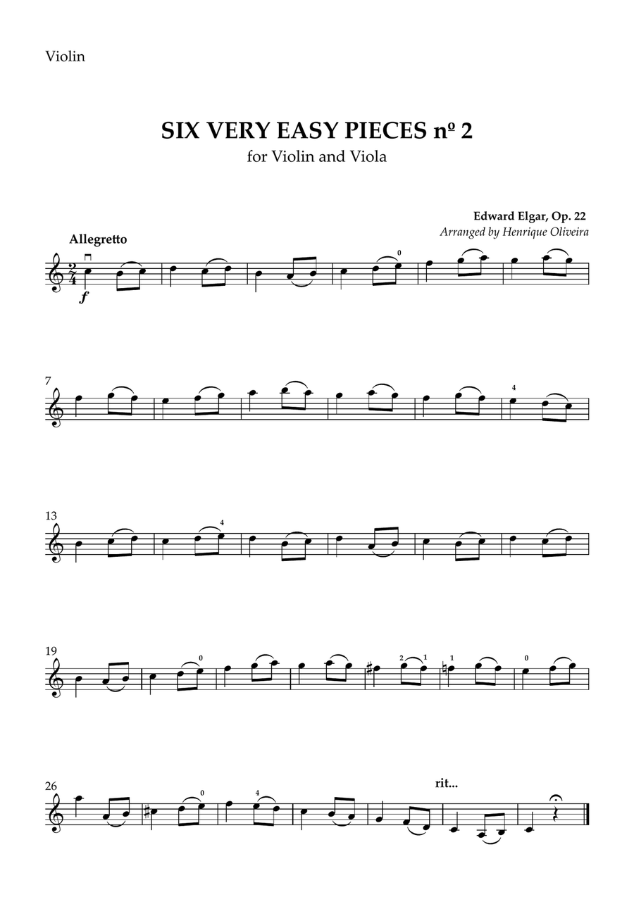Six Very Easy Pieces nº 2 (Allegretto) - Violin and Viola String Duet scores gallery preview page 2