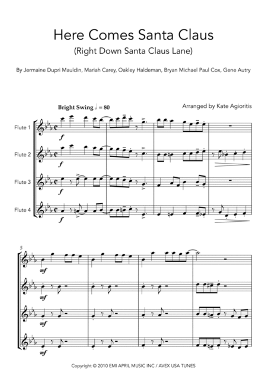 Here Comes Santa Claus (right Down Santa Claus Lane)/houseto Flute scores gallery preview page 3