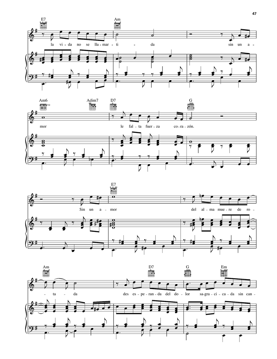Sin Un Amor Sin Un Amor Piano, Vocal, Guitar scores gallery preview page 2