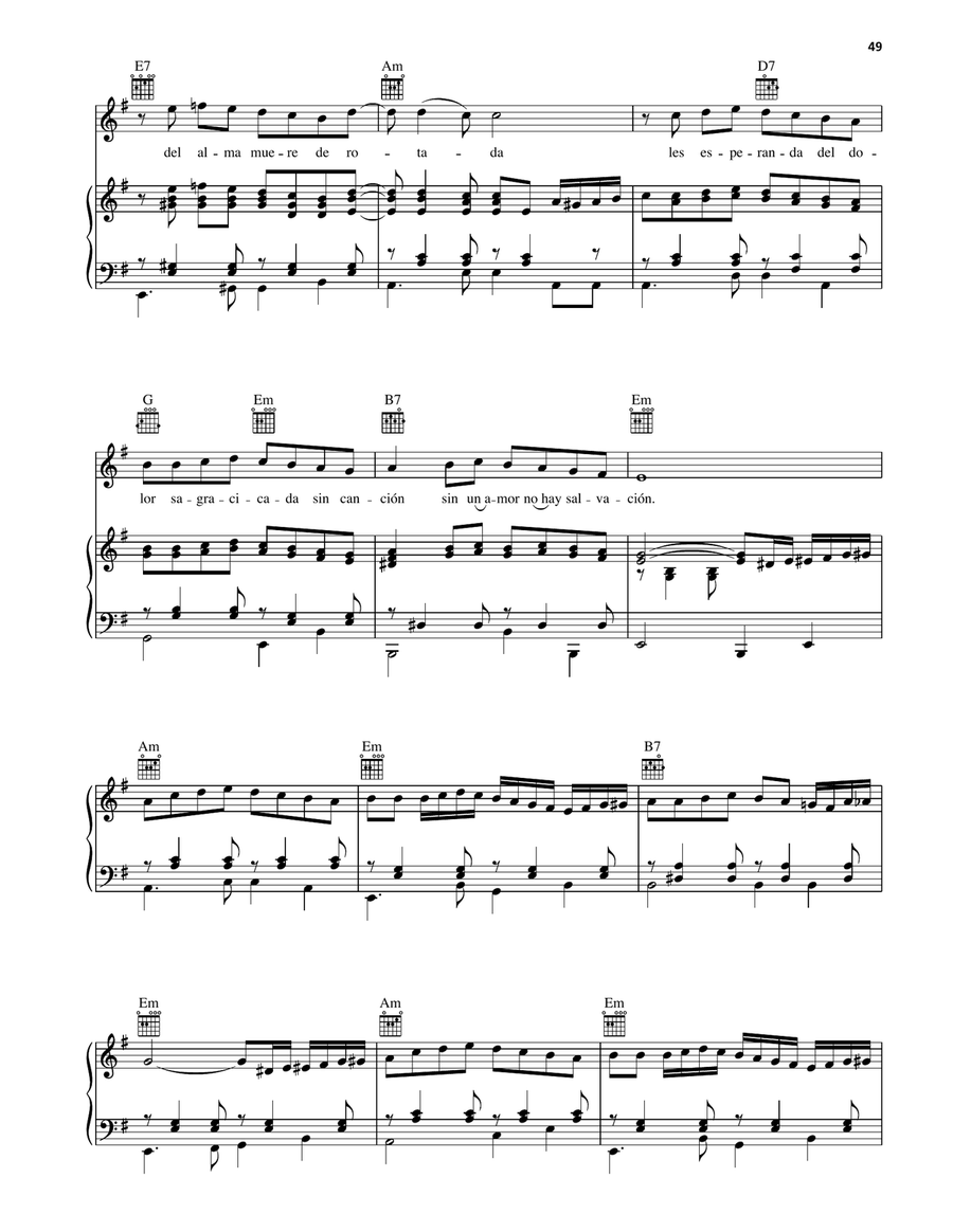 Sin Un Amor Sin Un Amor Piano, Vocal, Guitar scores gallery preview page 4