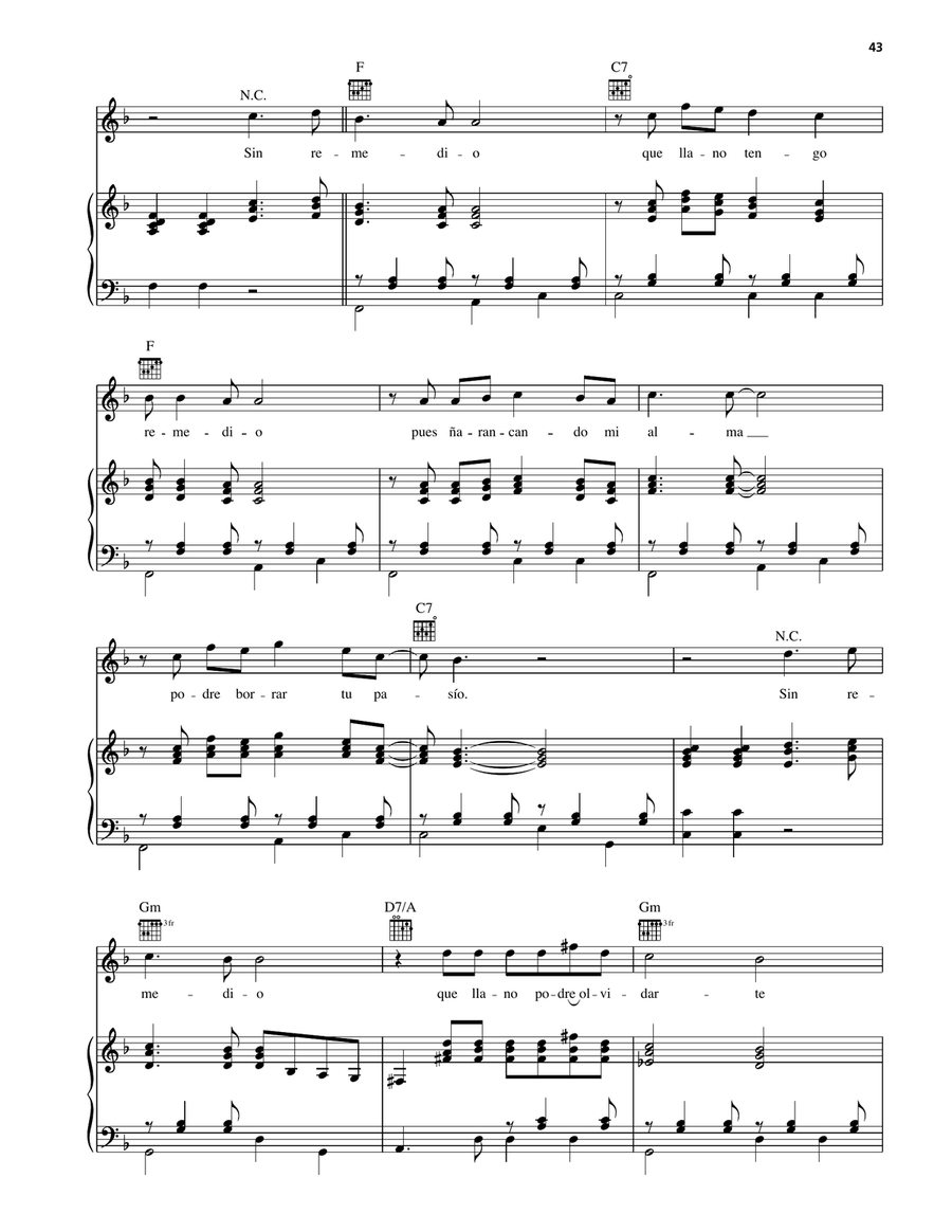 Sin Remedio Sin Remedio Piano, Vocal, Guitar scores gallery preview page 2