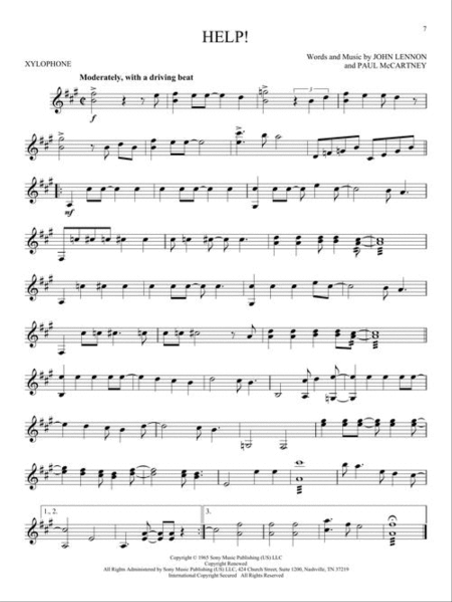 The Beatles for Xylophone Percussion scores gallery preview page 4