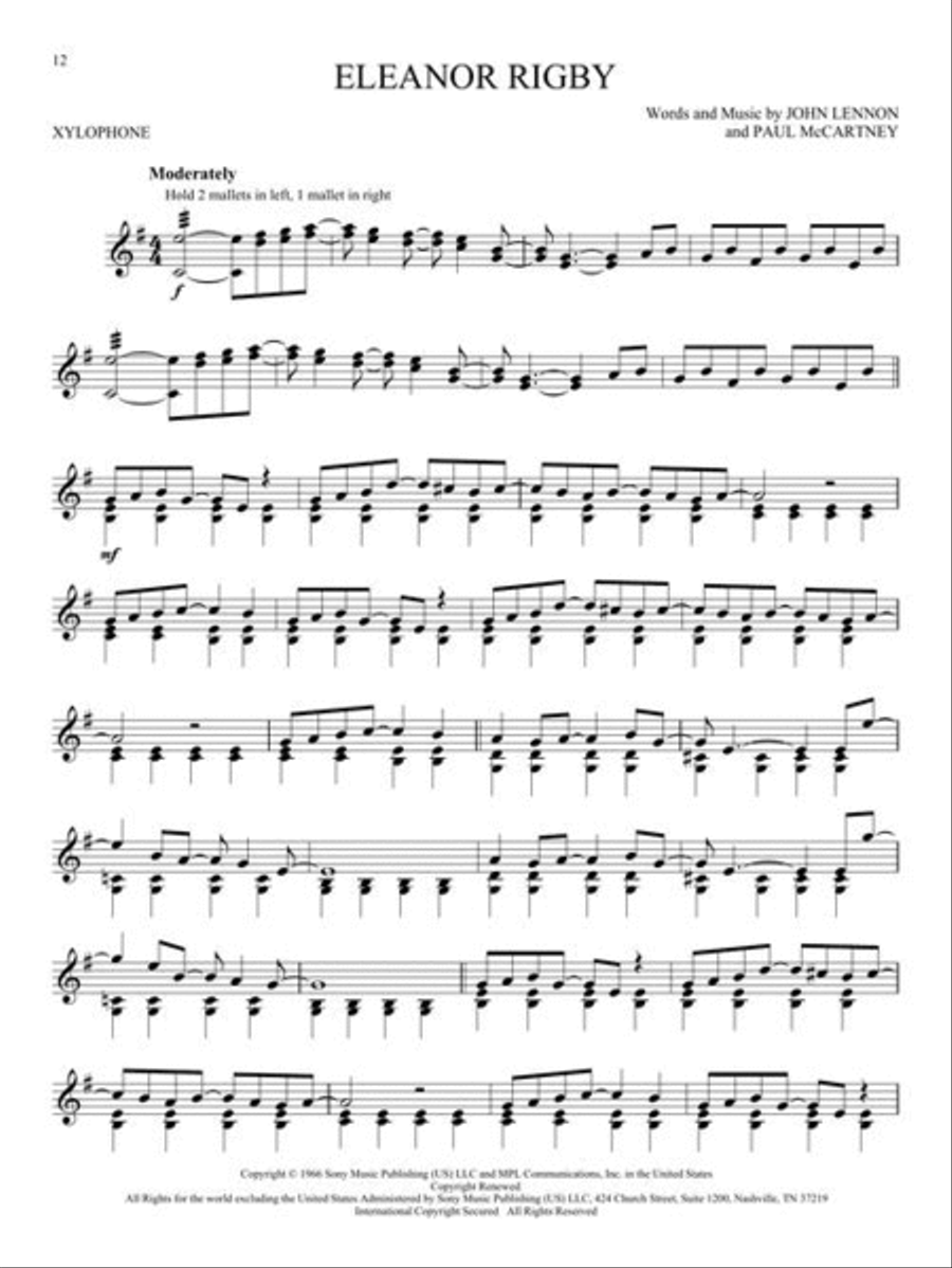 The Beatles for Xylophone Percussion scores gallery preview page 5