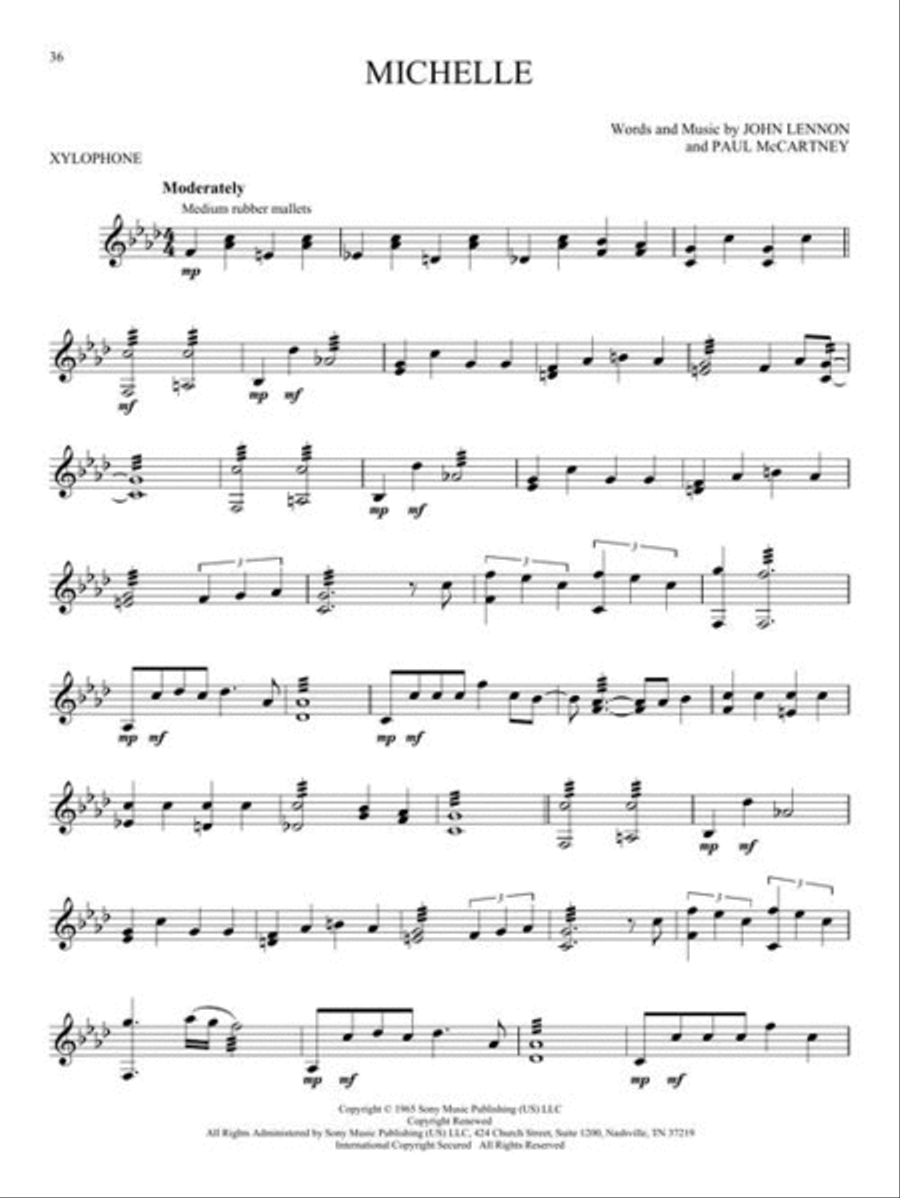 The Beatles for Xylophone Percussion scores gallery preview page 6