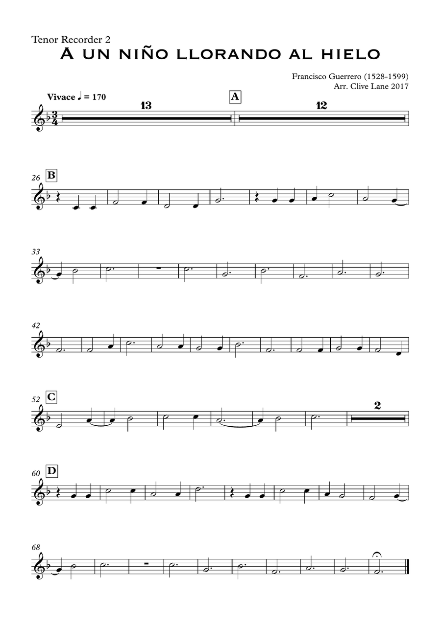 Two Carols: A un niño llorando al hielo (Guerrero) and Jul, jul, strålande jul (Nordqvist) Recorder scores gallery preview page 6