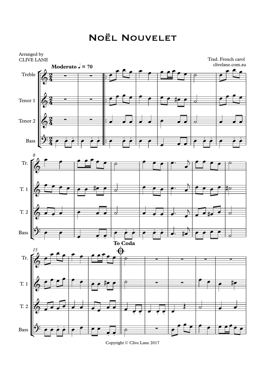 Two Carols: Noel Nouvelet & Es ist ein Ros entsprungen for recorder quartet Recorder scores gallery preview page 3