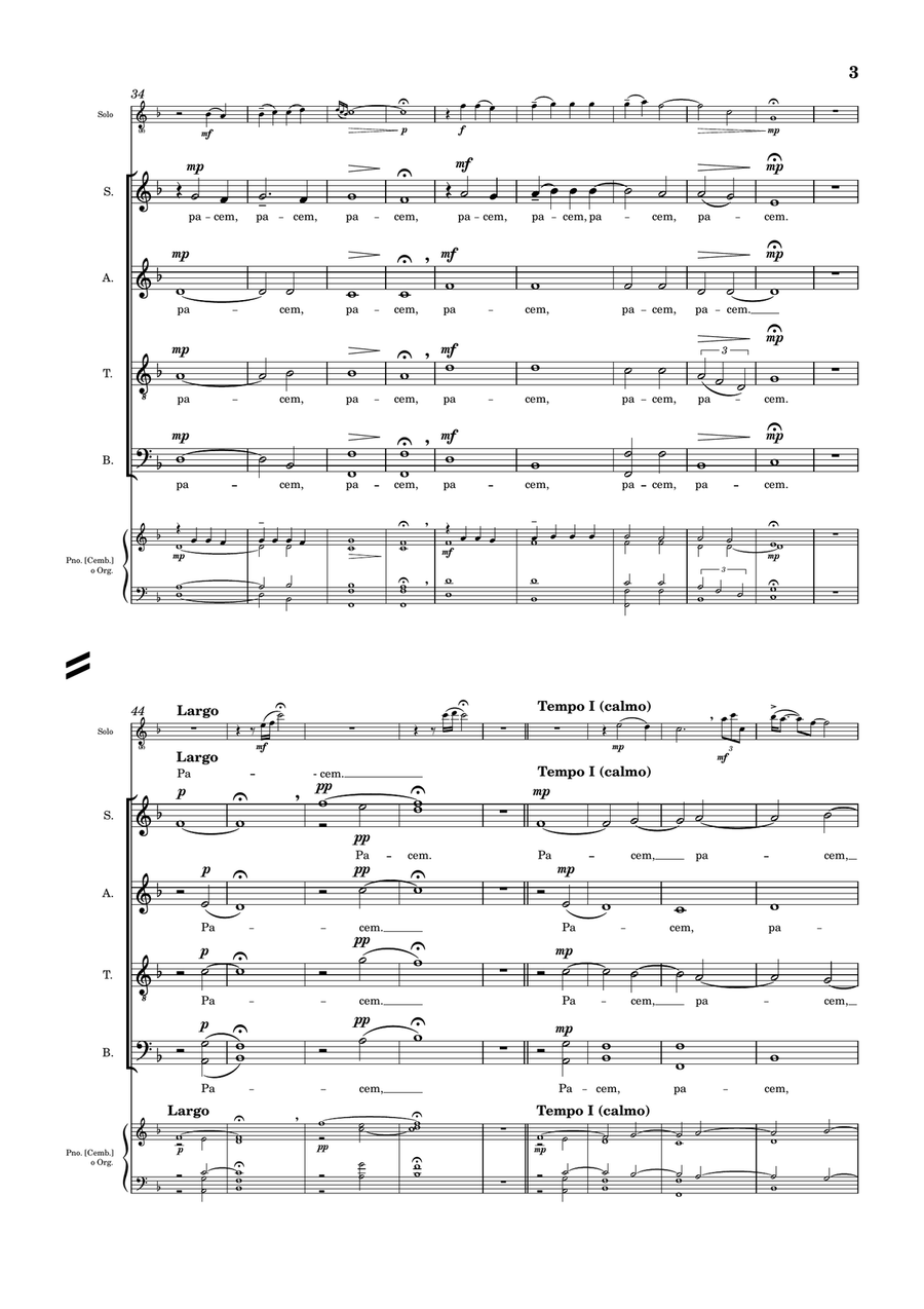 Cantus ad Pacem (SATB, Instrument ad lib.) 4-Part scores gallery preview page 3