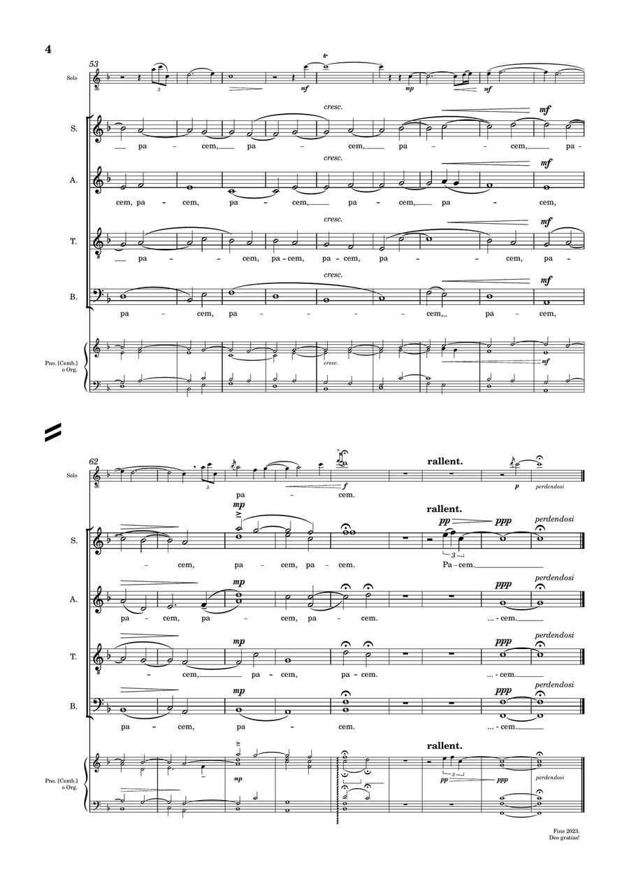 Cantus ad Pacem (SATB, Instrument ad lib.) 4-Part scores gallery preview page 4
